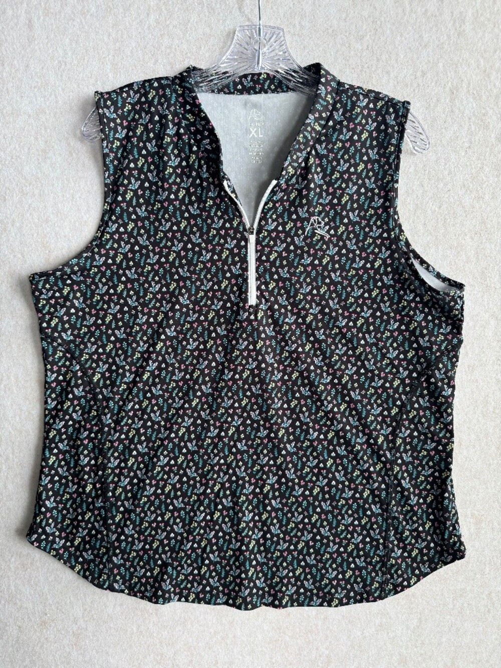 Rhoback Women’s XL Sleeveless 1/4 Zip Golf Polo Floral Performance Stretch
